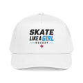 Skate Like A Girl Hockey snapback cap in White - front, embroidered wordmark logo
