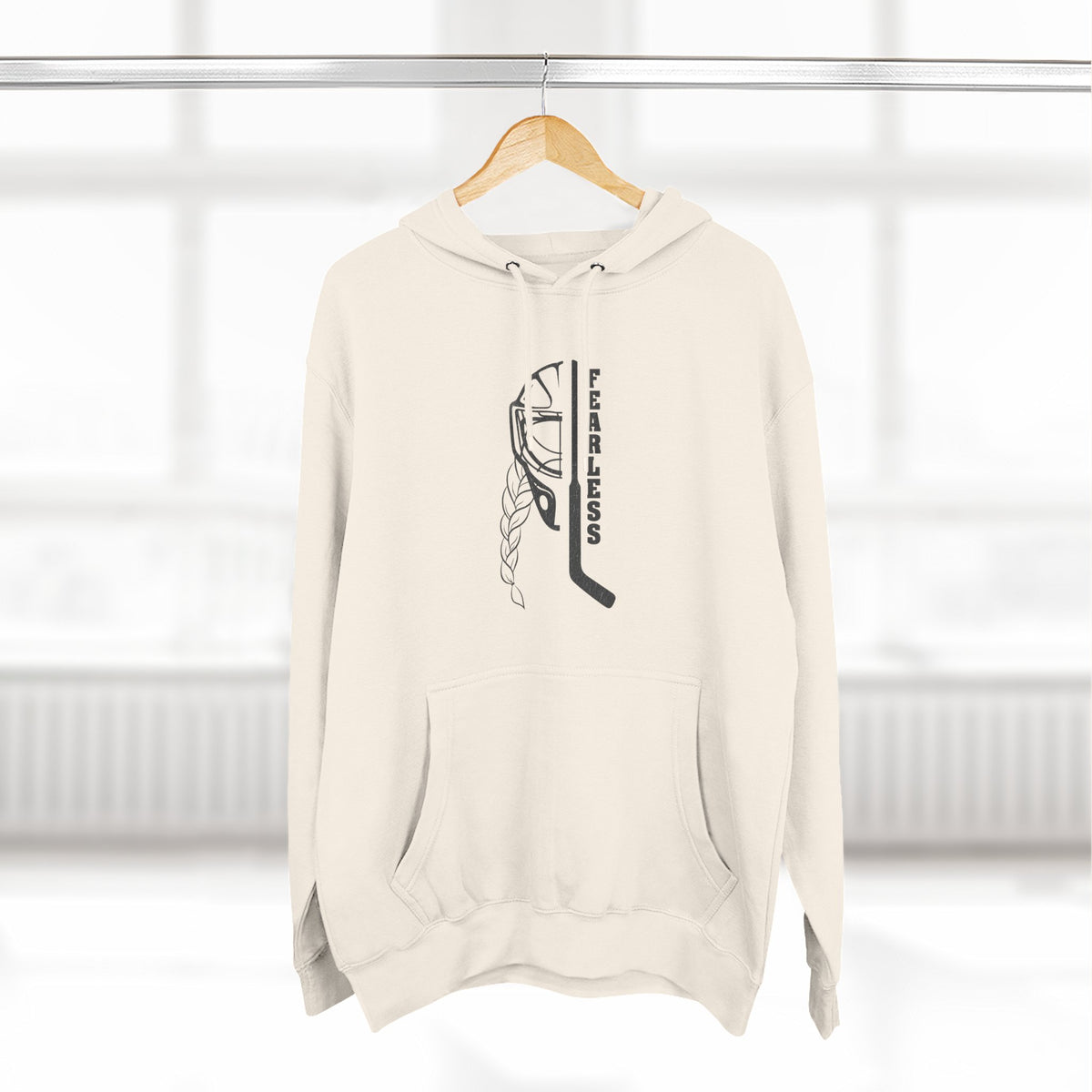 Fearless goalie hockey hoodie in Sandshell - hanging