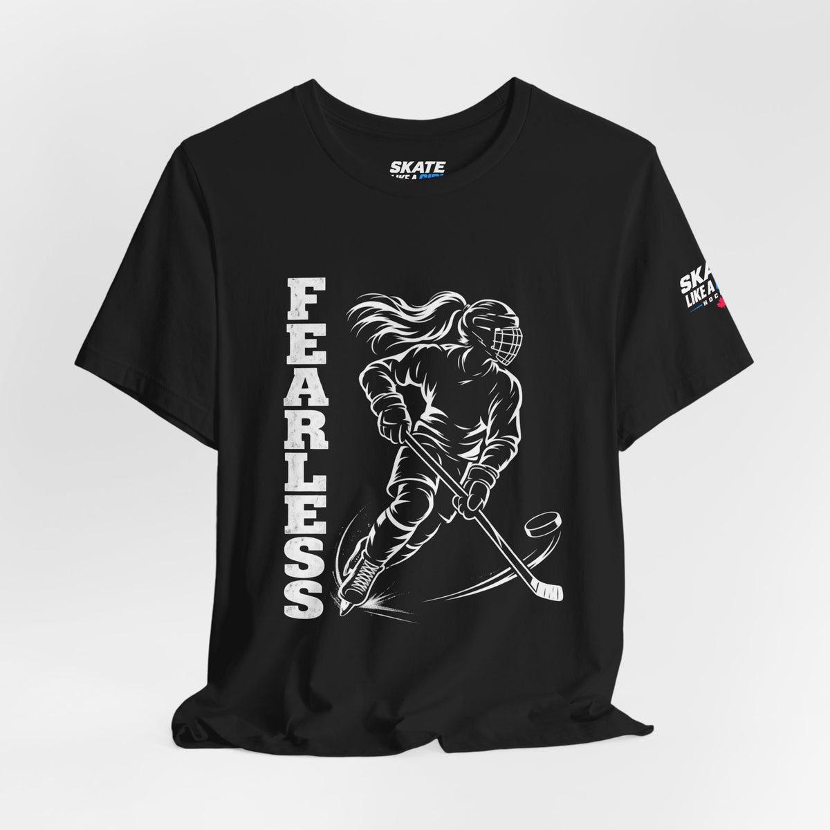 Skate Like A Girl Fearless hockey tee in Black - styled