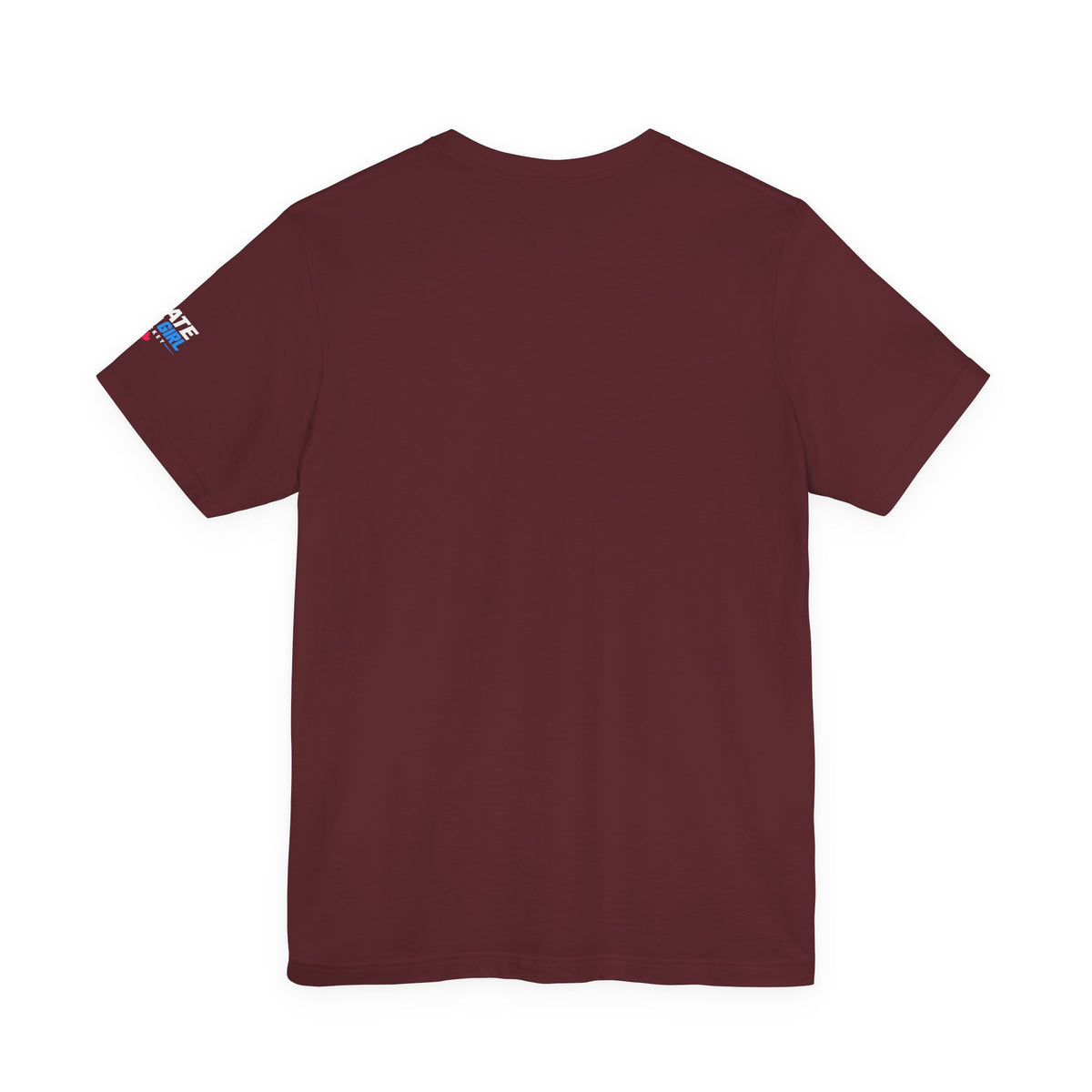 Skate Like A Girl Fearless Goalie hockey tee in Maroon - back