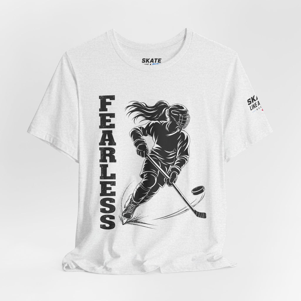 Skate Like A Girl Fearless hockey tee in Ash - styled