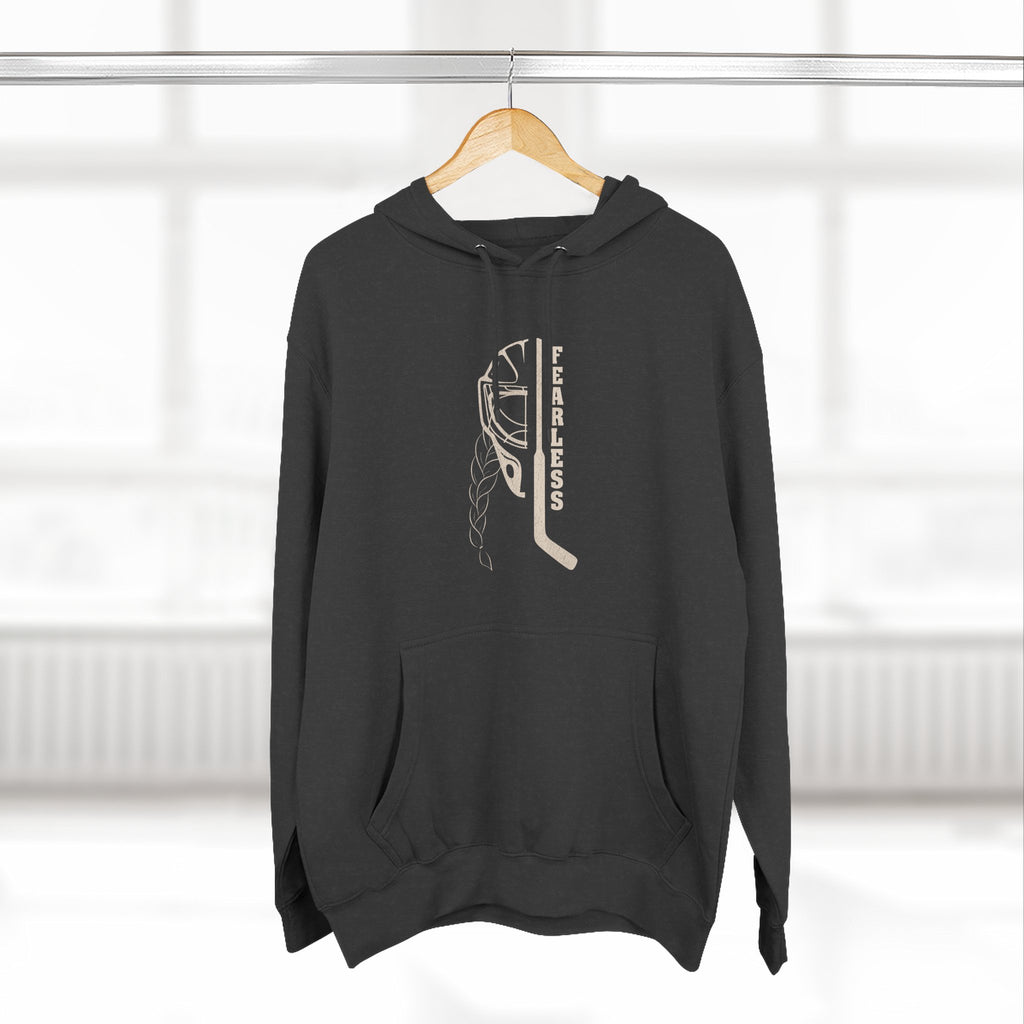 Fearless goalie hockey hoodie in Black - hanging