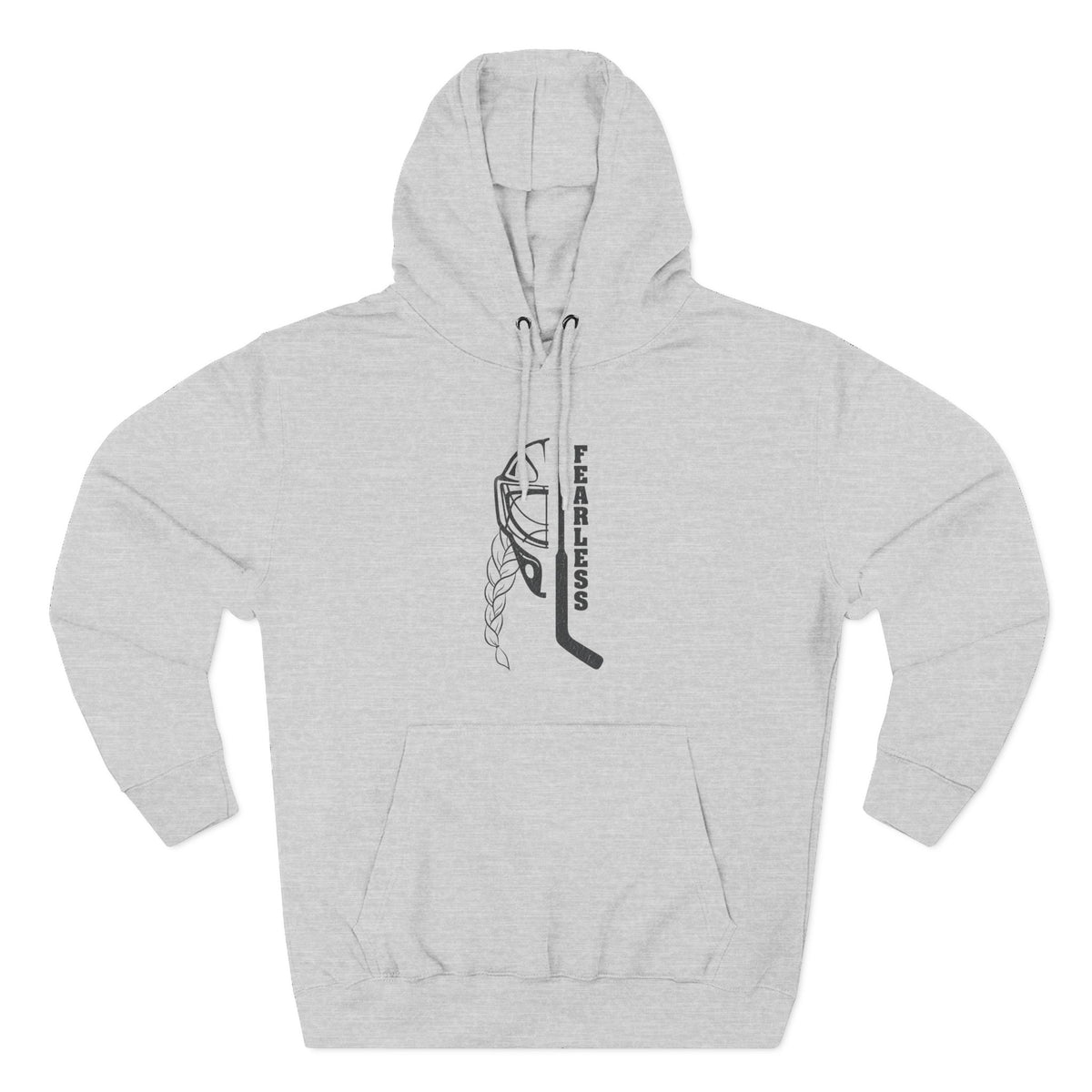 Fearless goalie hockey hoodie in Heather Grey - front, flat lay