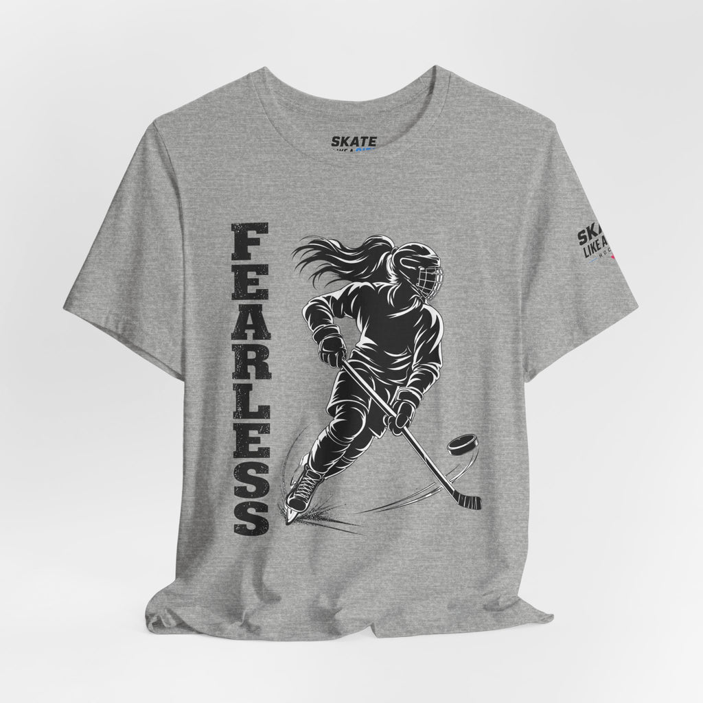 Skate Like A Girl Fearless hockey tee in Athletic Heather - styled