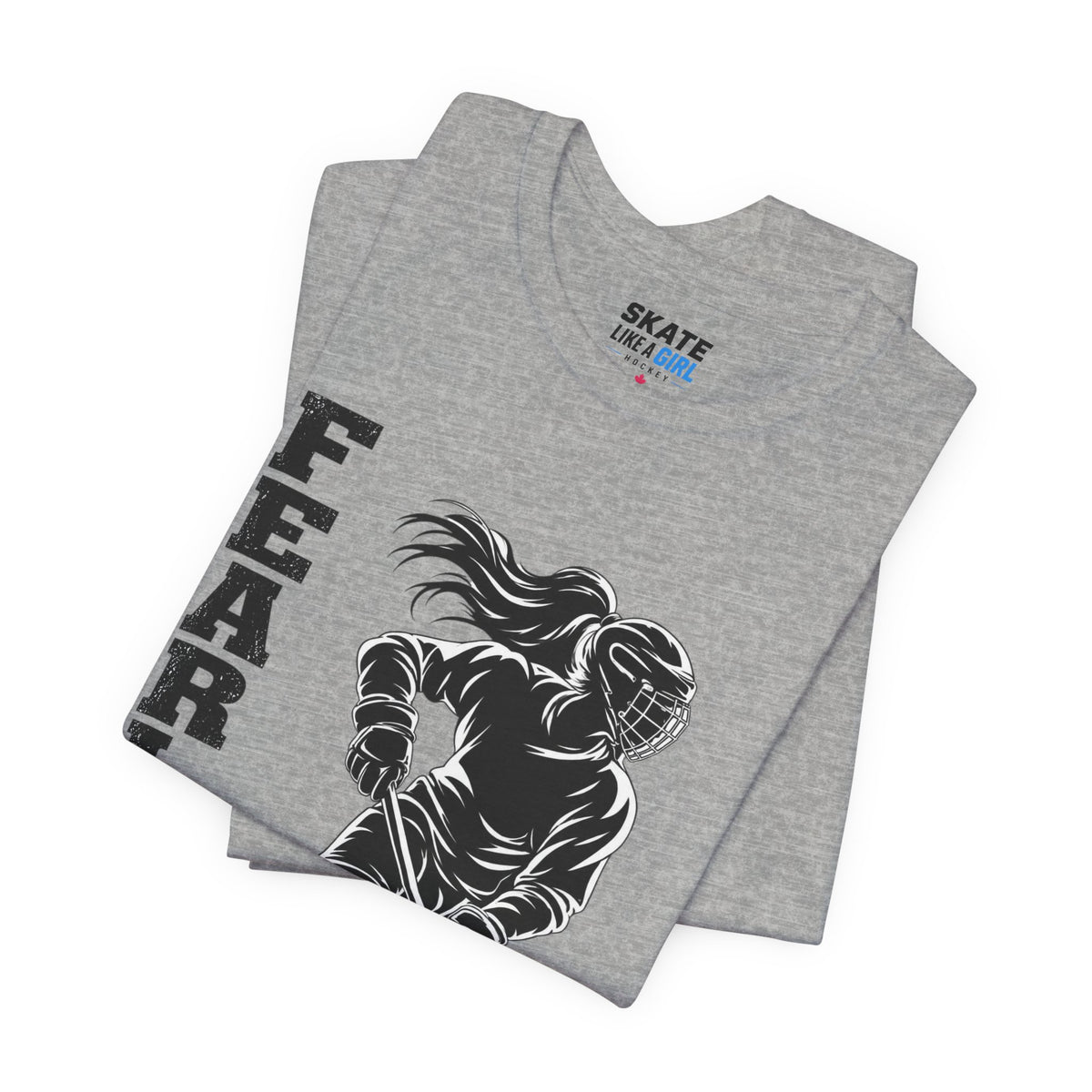 Skate Like A Girl Fearless hockey tee in Athletic Heather - folded