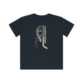 Kids Fearless Goalie Tee in Black - front, goalie mask, braid and stick with FEARLESS graphic