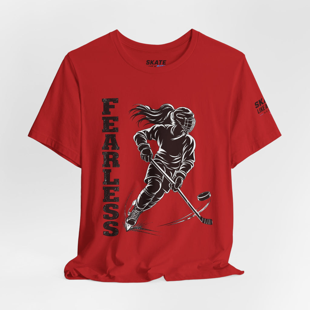 Skate Like A Girl Fearless hockey tee in Red - styled