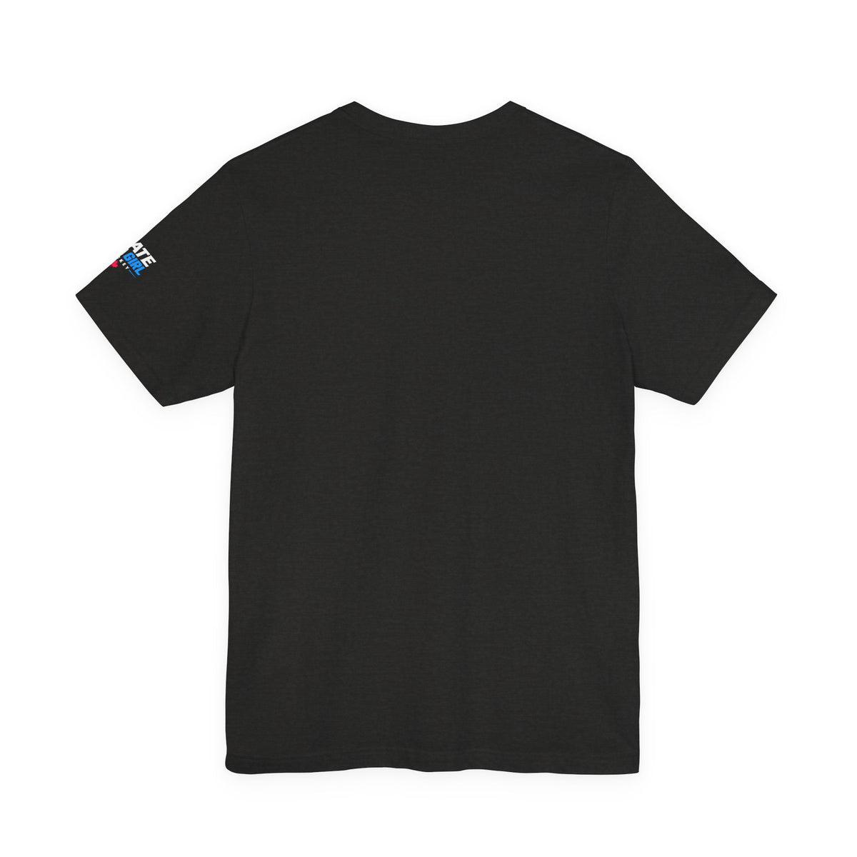 Skate Like A Girl Fearless Goalie hockey tee in Black Heather - back