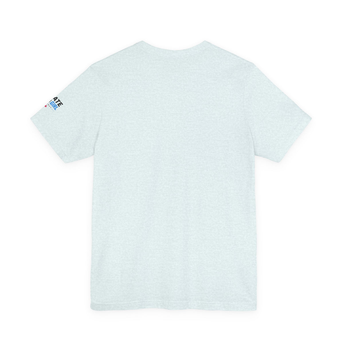 Skate Like A Girl Fearless Goalie hockey tee in Heather Ice Blue - back