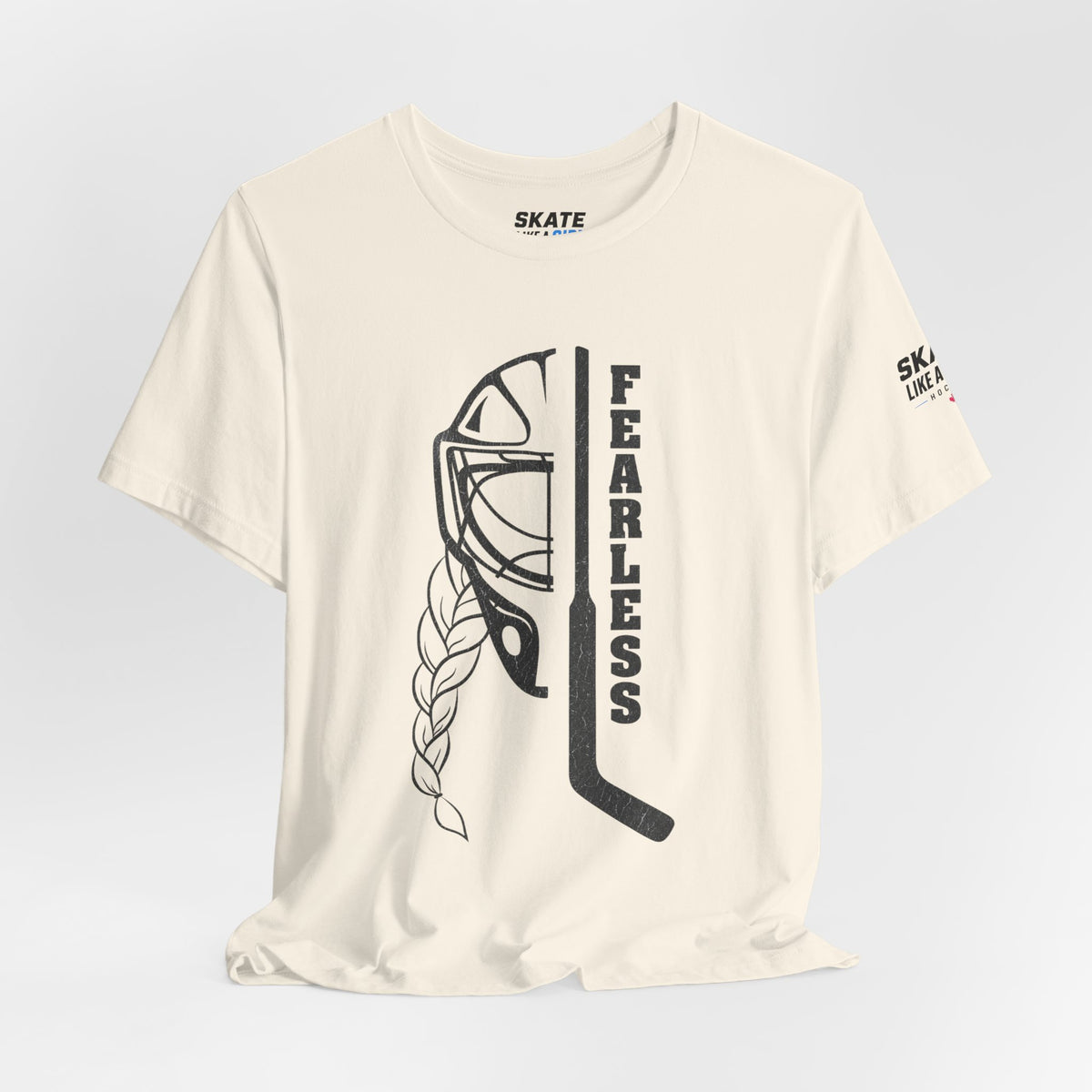 Skate Like A Girl Fearless Goalie hockey tee in Natural - styled