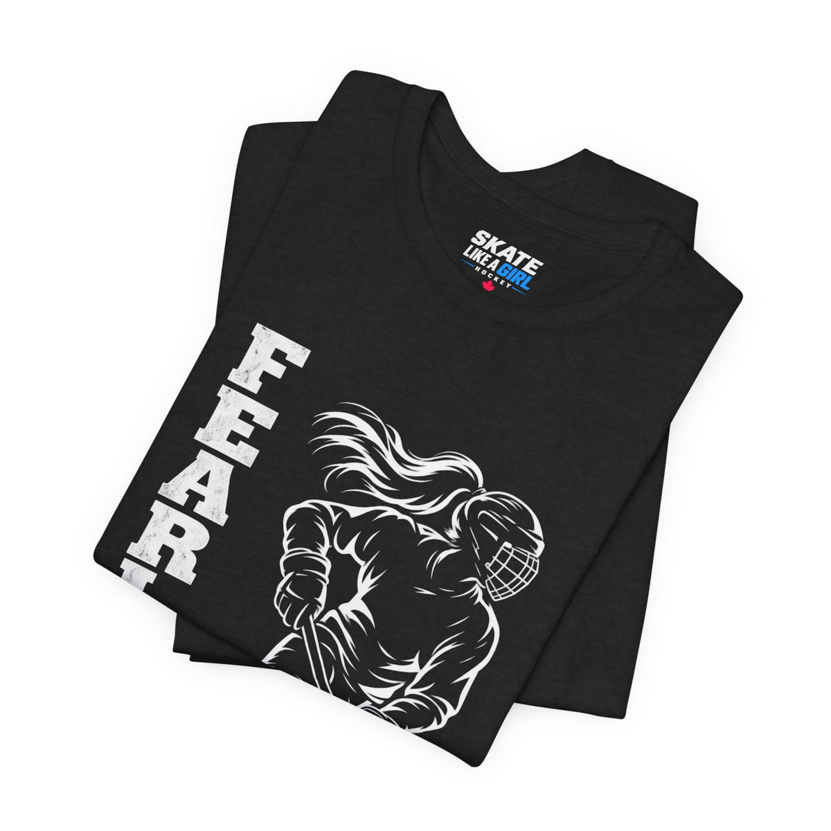 Skate Like A Girl Fearless hockey tee in Black Heather - folded