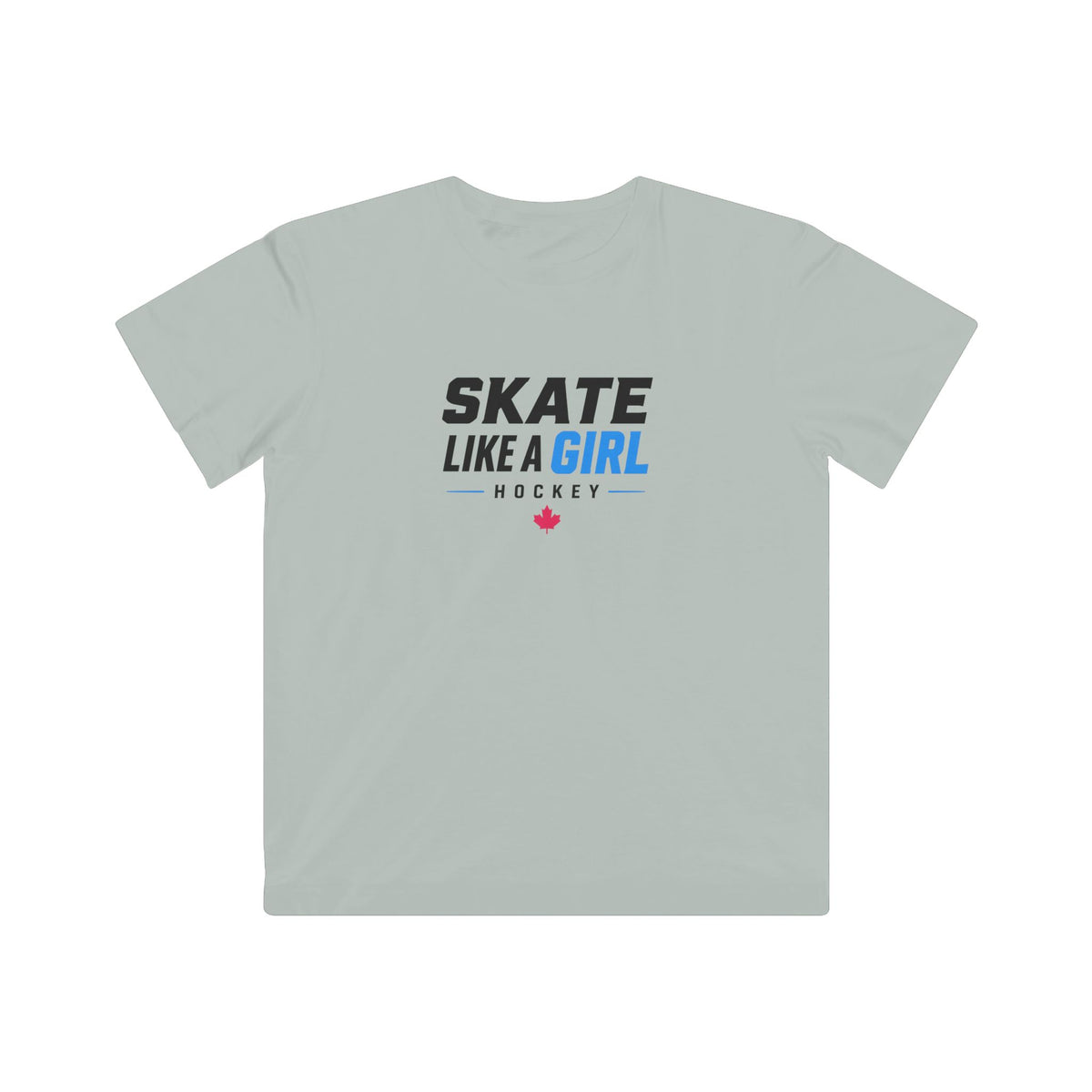 Kids Skate Like A Girl Hockey t-shirt in Silver - front, wordmark graphic