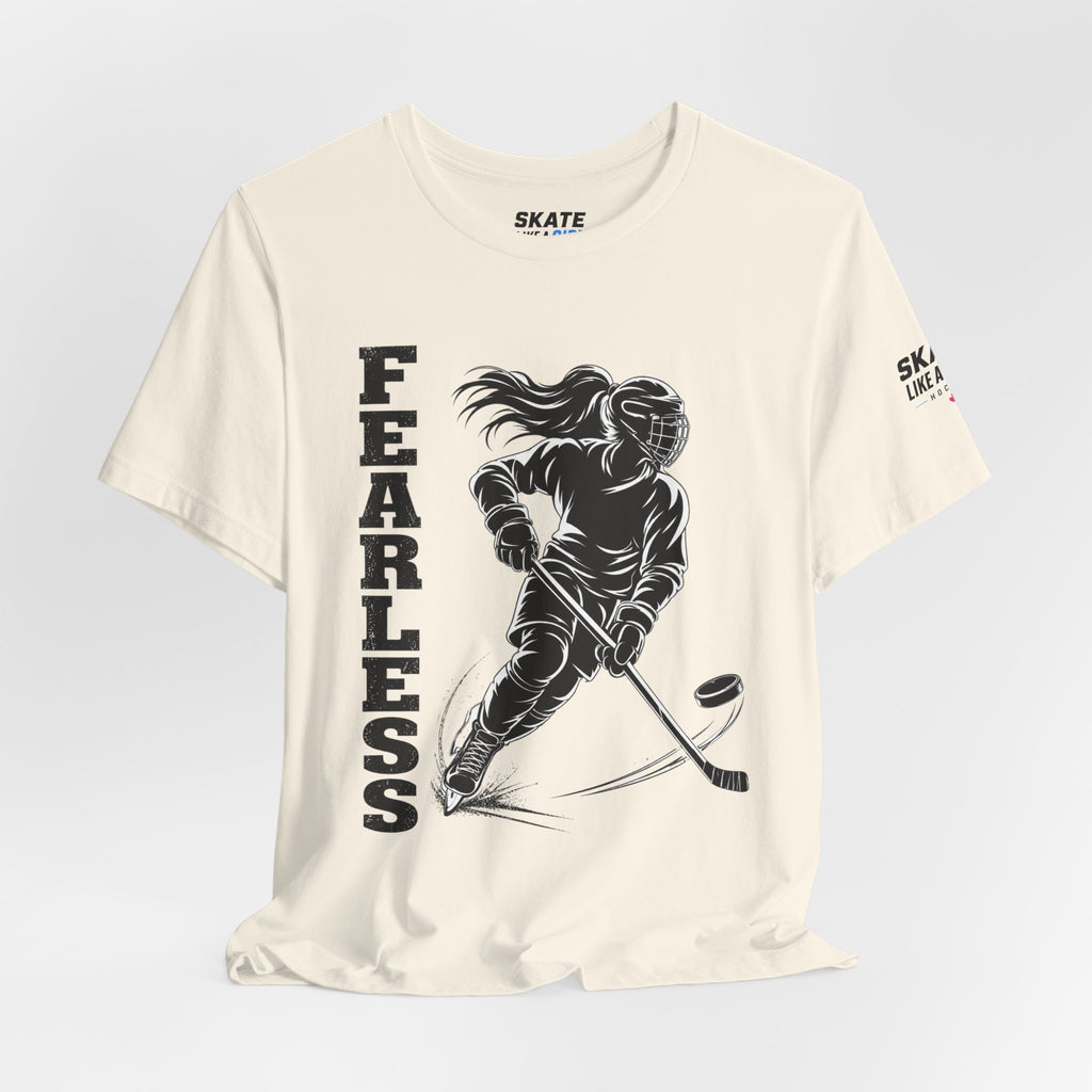 Skate Like A Girl Fearless hockey tee in Natural - styled