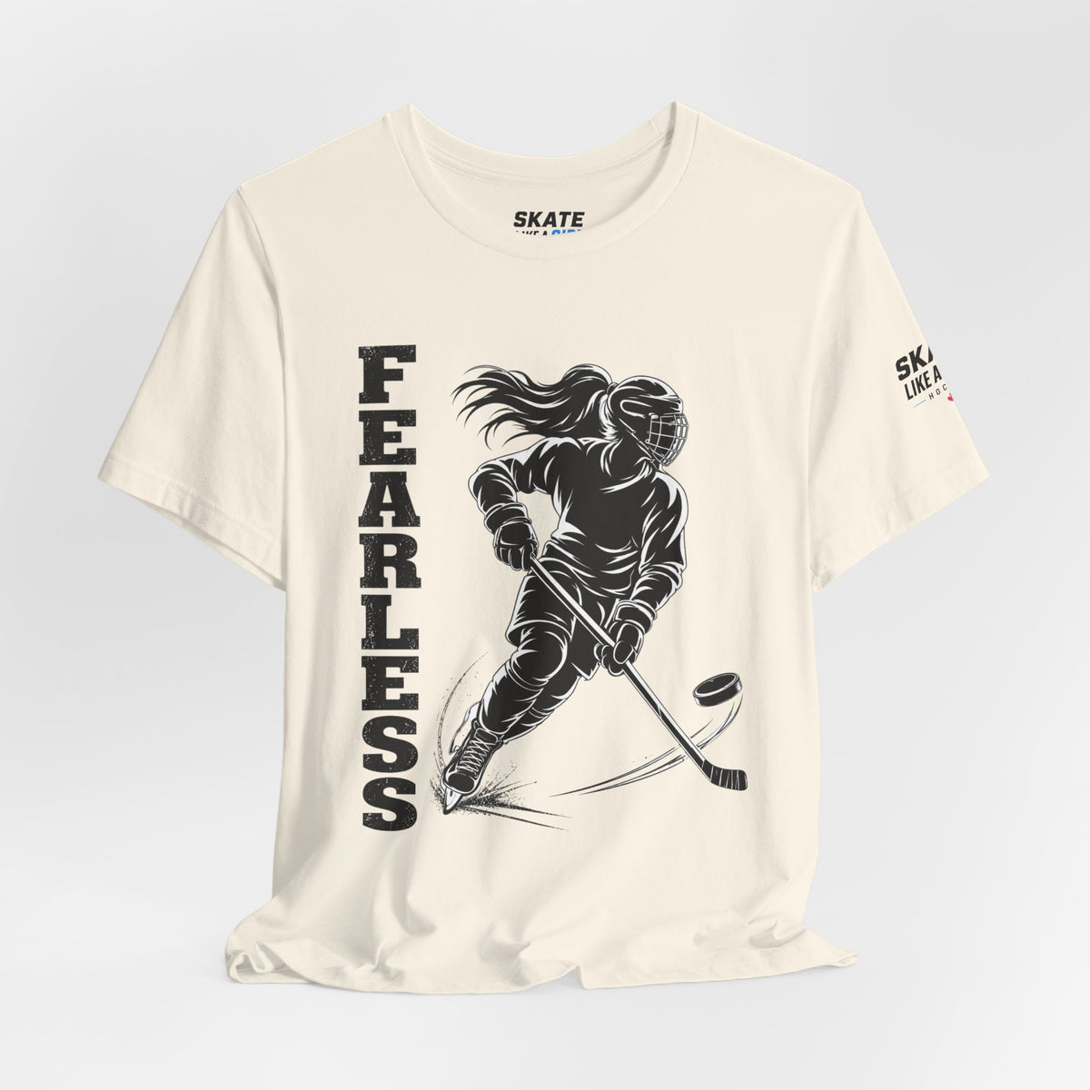 Skate Like A Girl Fearless hockey tee in Natural - styled
