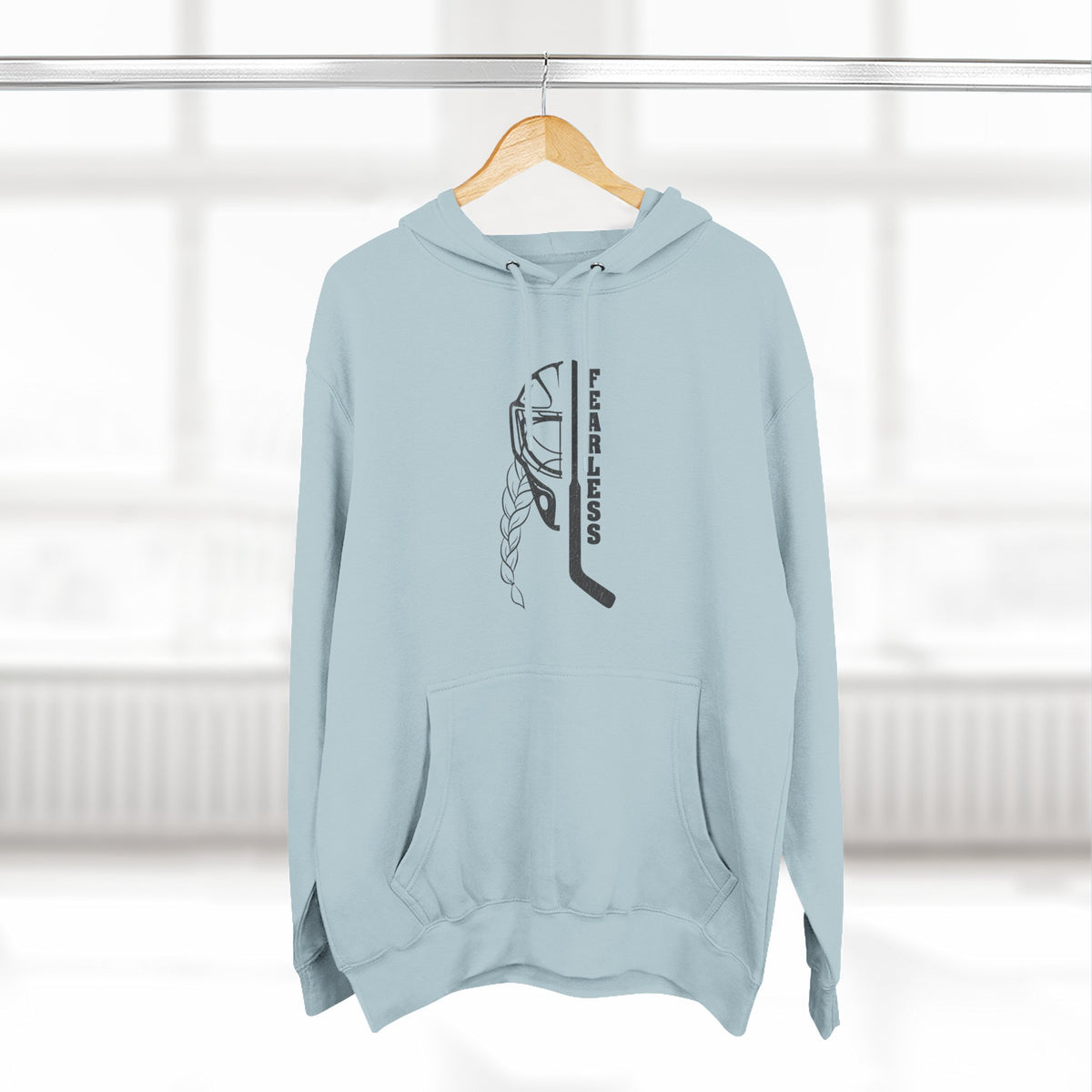 Fearless goalie hockey hoodie in Blue Mist - hanging