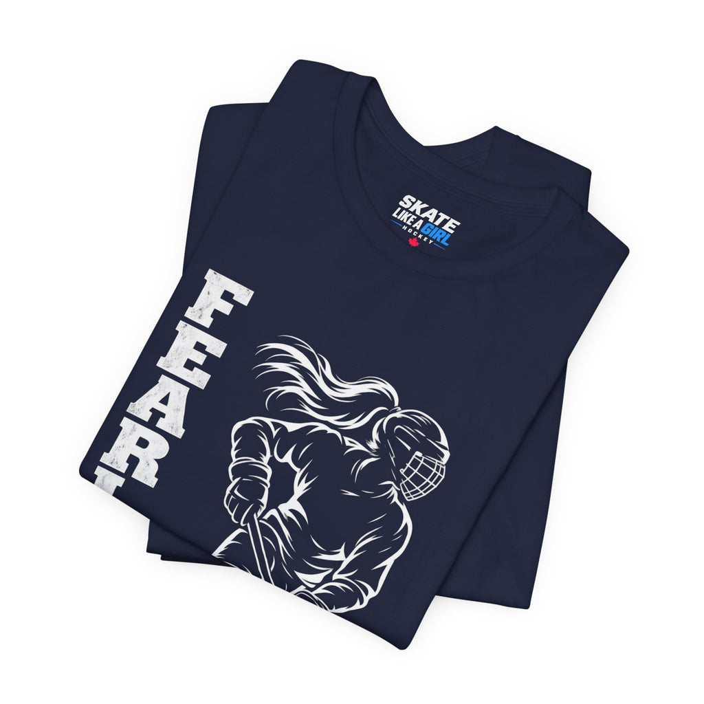 Skate Like A Girl Fearless hockey tee in Navy - folded