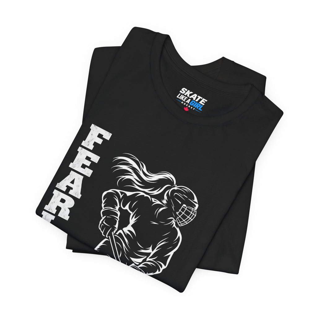 Skate Like A Girl Fearless hockey tee in Black - folded