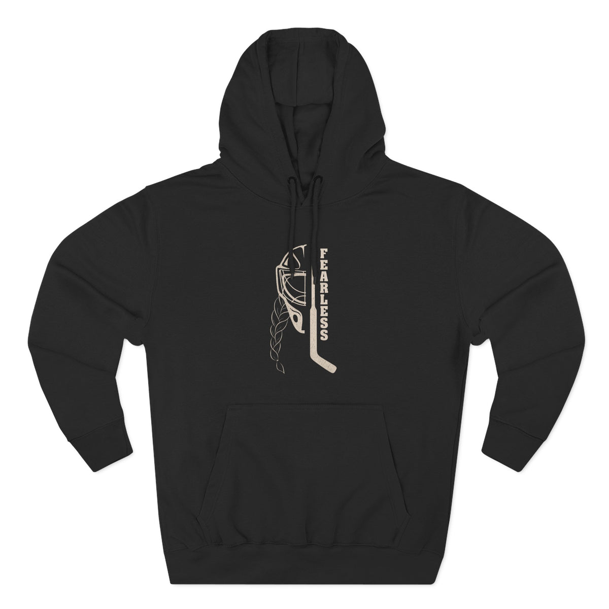 Fearless goalie hockey hoodie in Black - front, flat lay