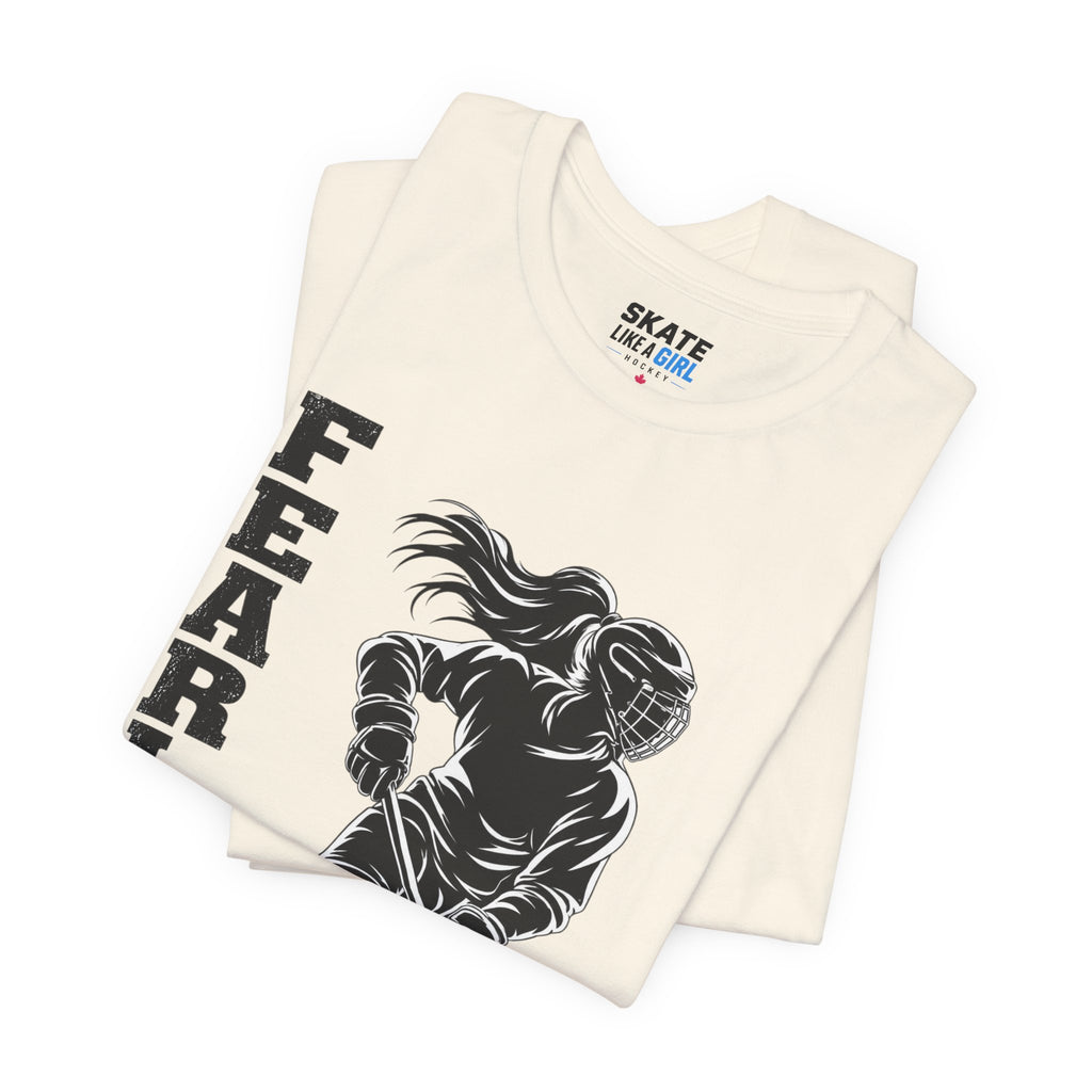 Skate Like A Girl Fearless hockey tee in Natural - folded