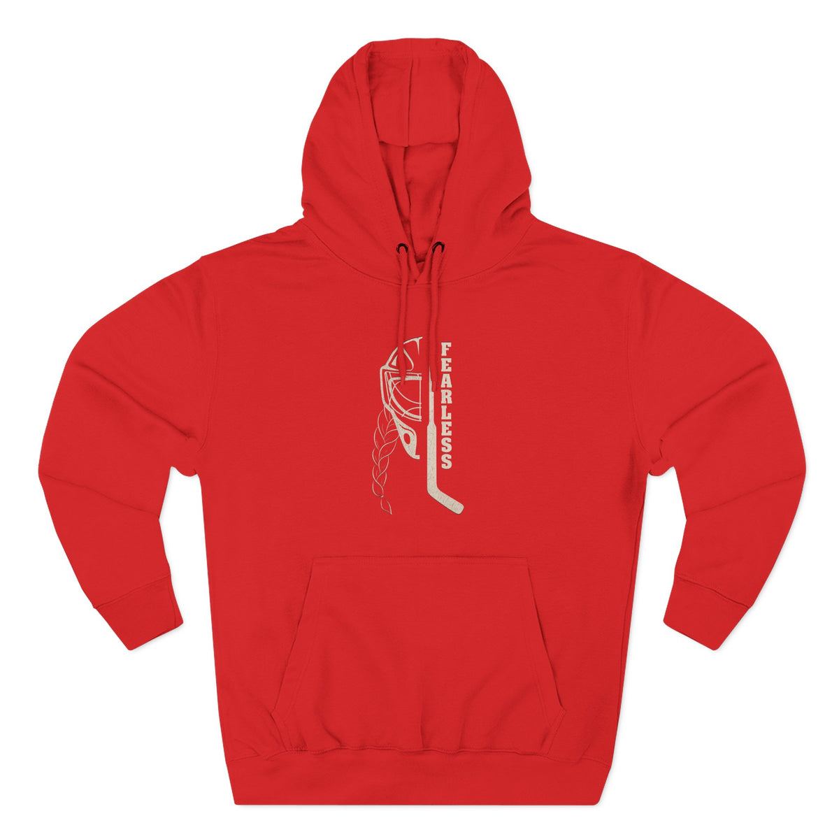 Fearless goalie hockey hoodie in Red - front, flat lay