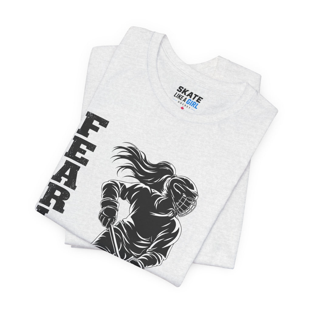 Skate Like A Girl Fearless hockey tee in Ash - folded