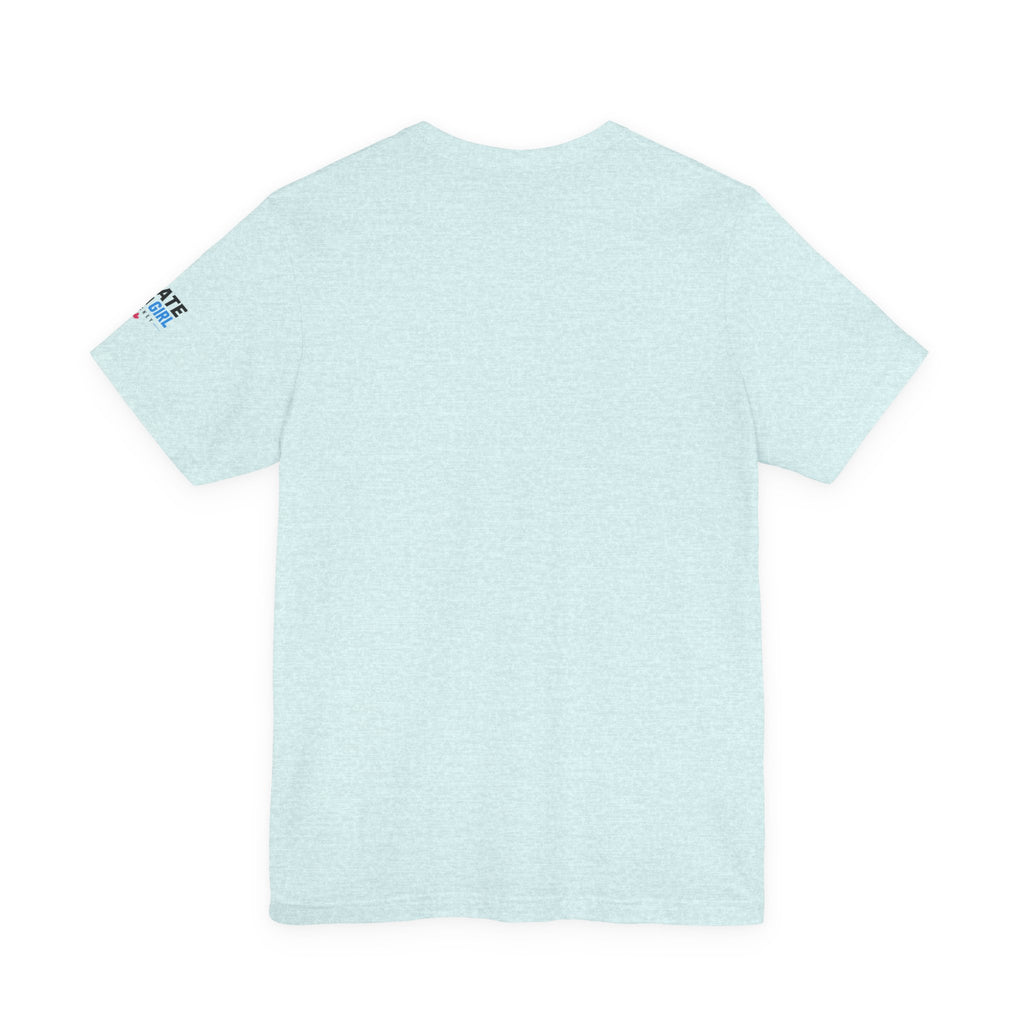 Skate Like A Girl Fearless hockey tee in Heather Prism Ice Blue - back