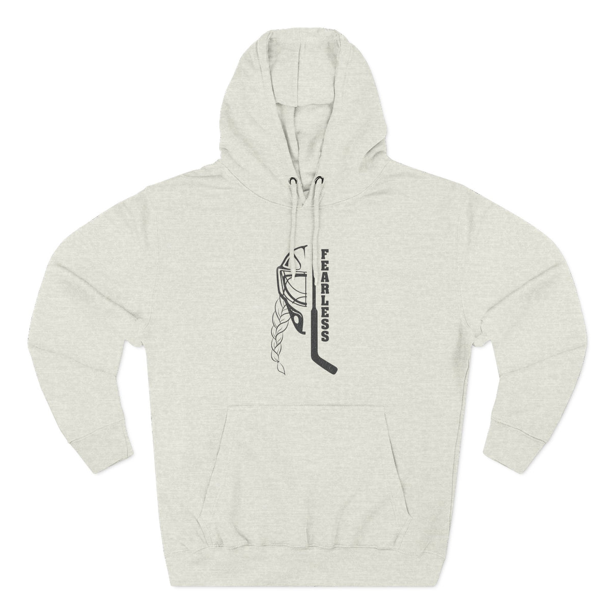 Fearless goalie hockey hoodie in Oatmeal Heather - front, flat lay