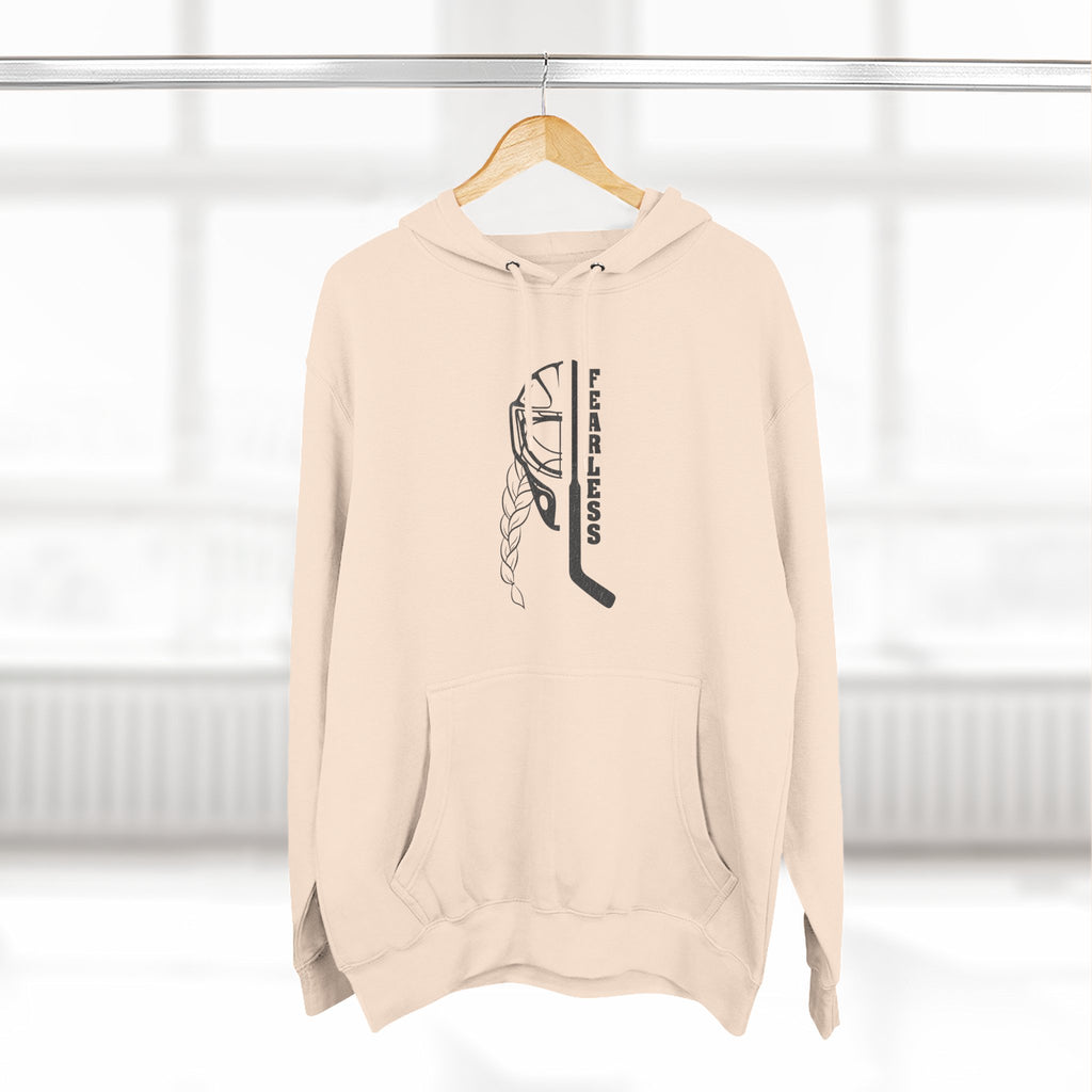 Fearless goalie hockey hoodie in Pale Pink - hanging