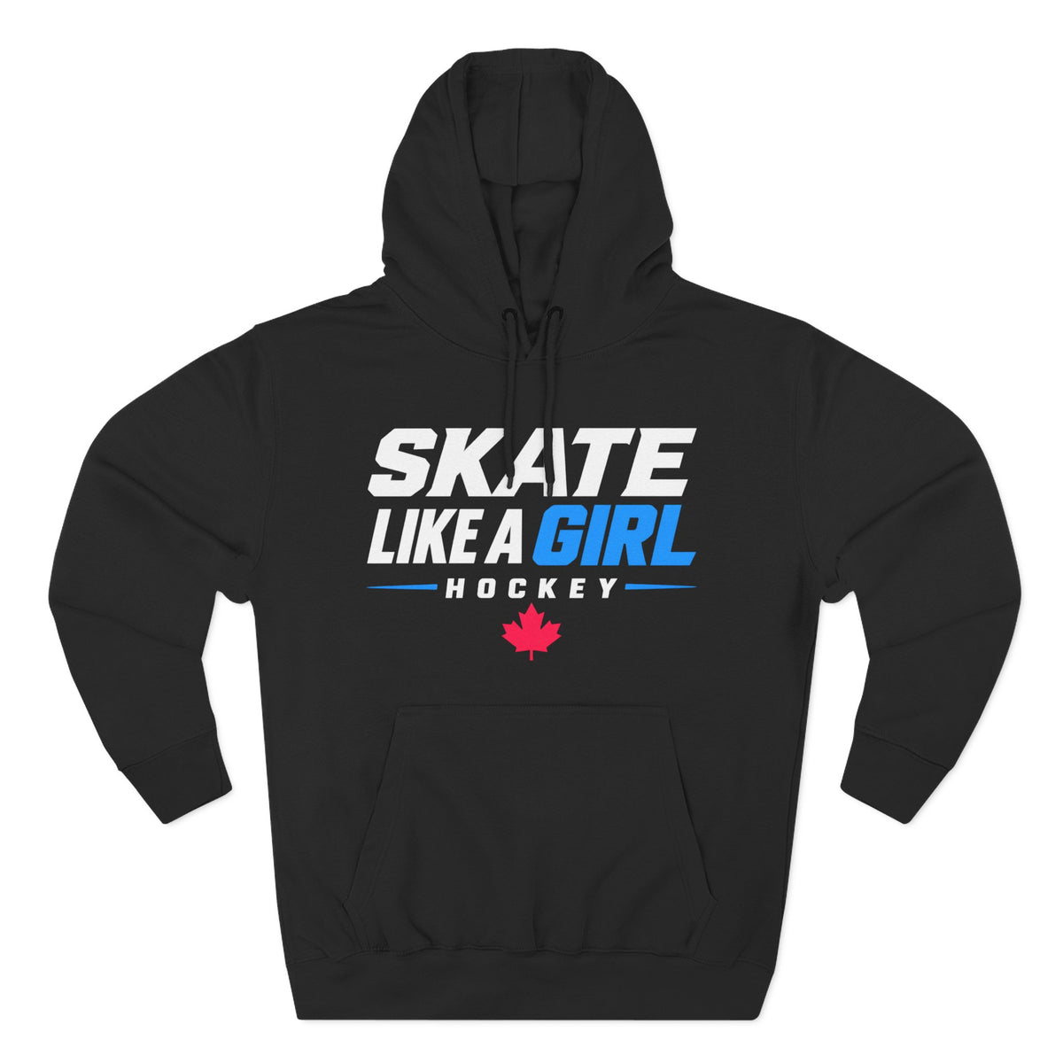 Skate Like A Girl Hockey hoodie in Black - front, flat lay