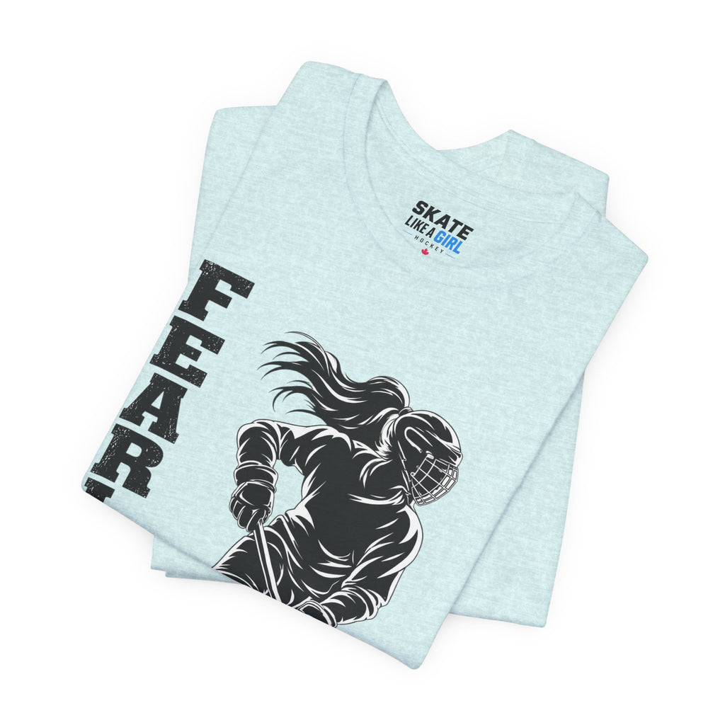 Skate Like A Girl Fearless hockey tee in Heather Prism Ice Blue - folded