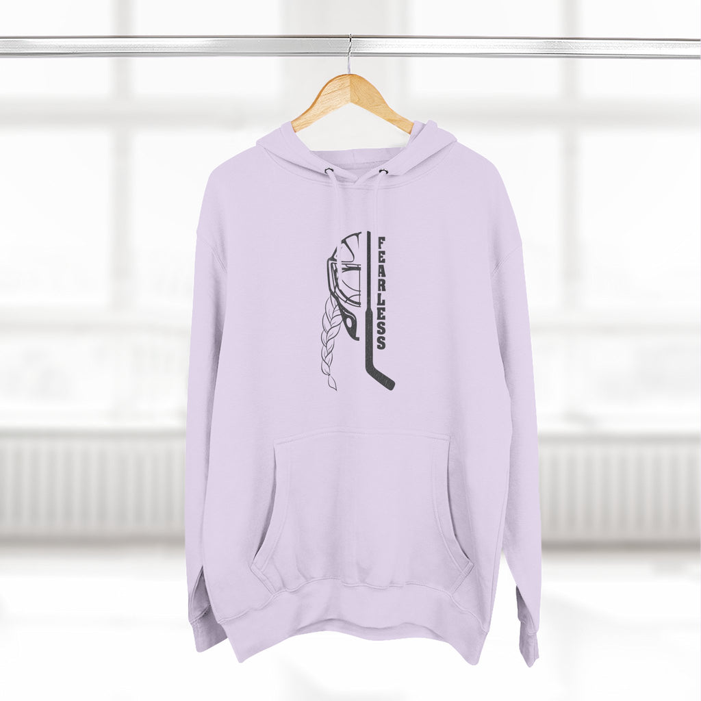 Fearless goalie hockey hoodie in Lilac - hanging