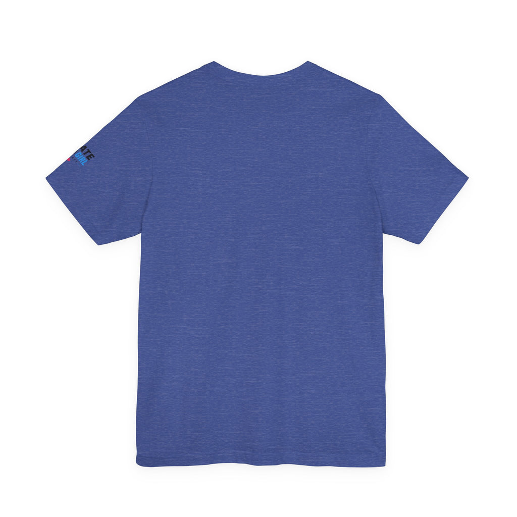Skate Like A Girl Fearless hockey tee in Heather True Royal - back