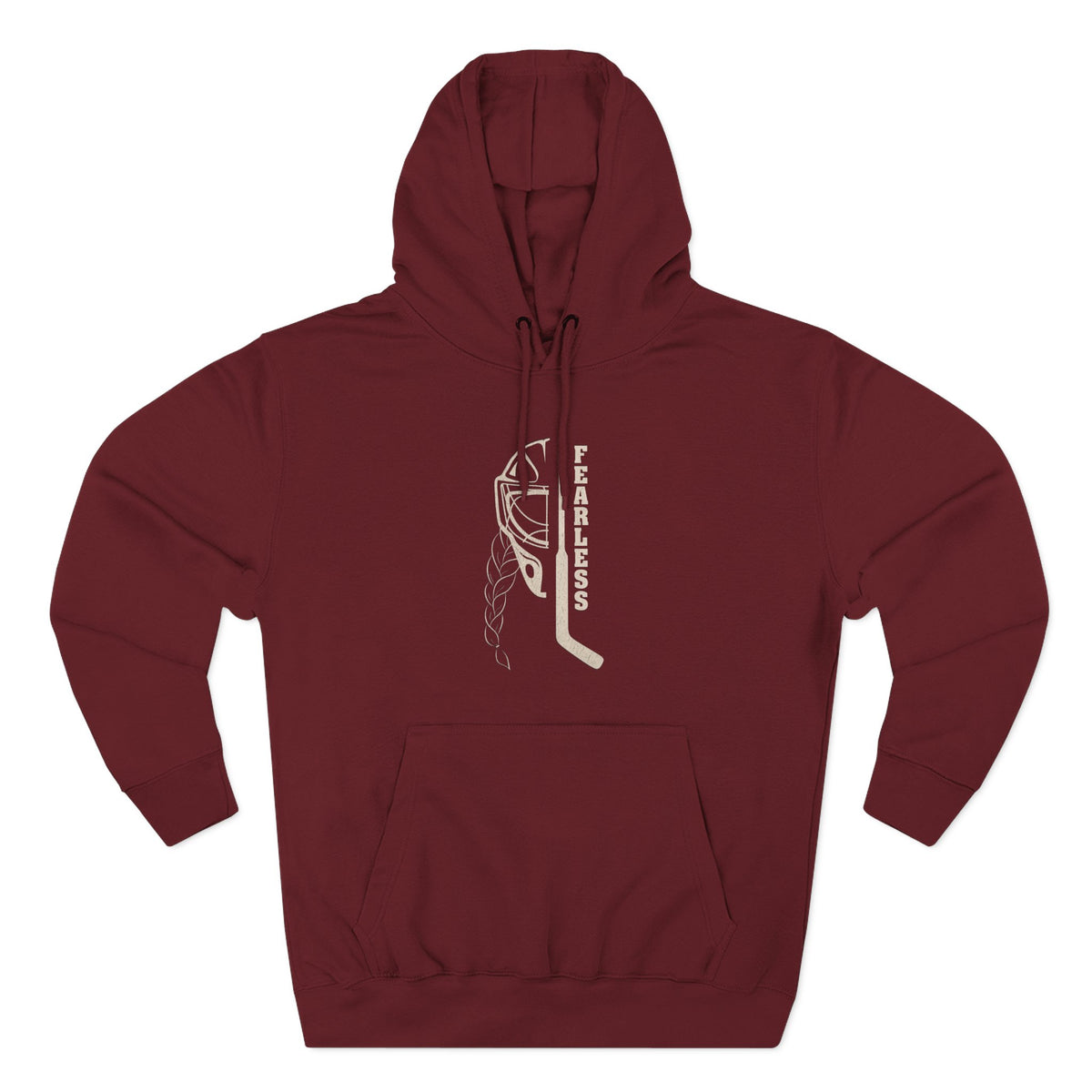 Fearless goalie hockey hoodie in Burgundy - front, flat lay