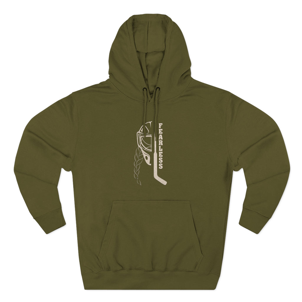Fearless goalie hockey hoodie in Army Green - front, flat lay