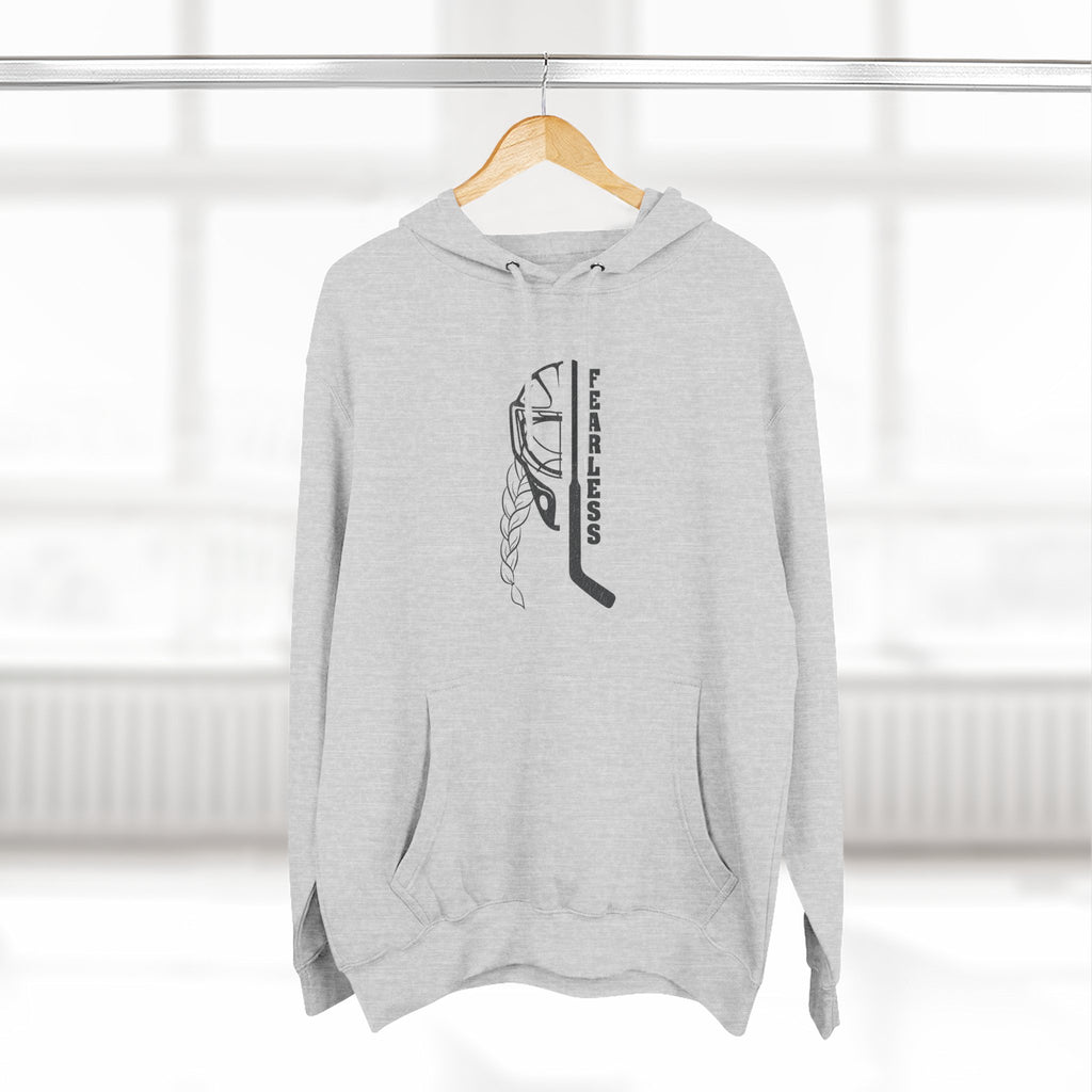 Fearless goalie hockey hoodie in Heather Grey - hanging