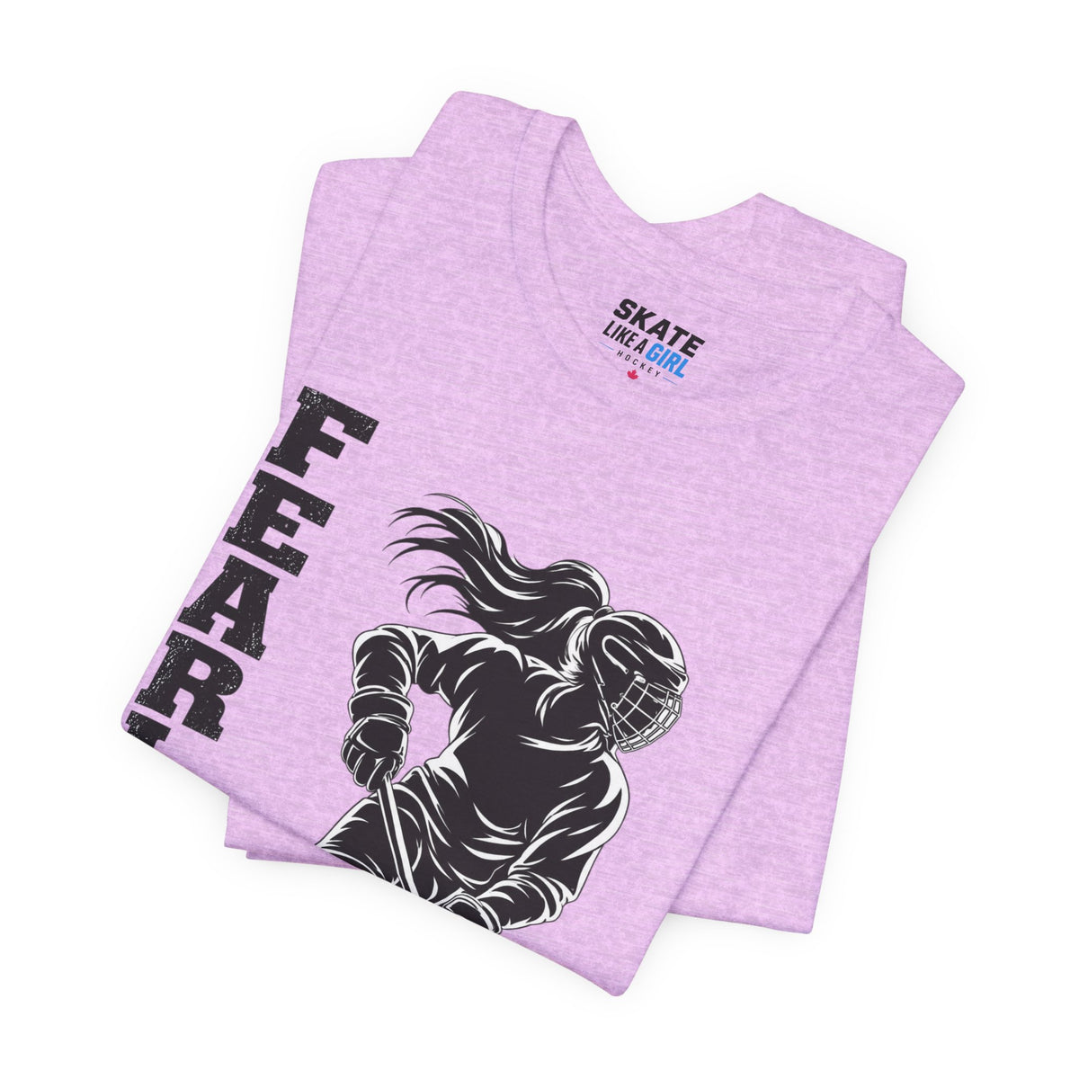 Skate Like A Girl Fearless hockey tee in Heather Prism Lilac - folded