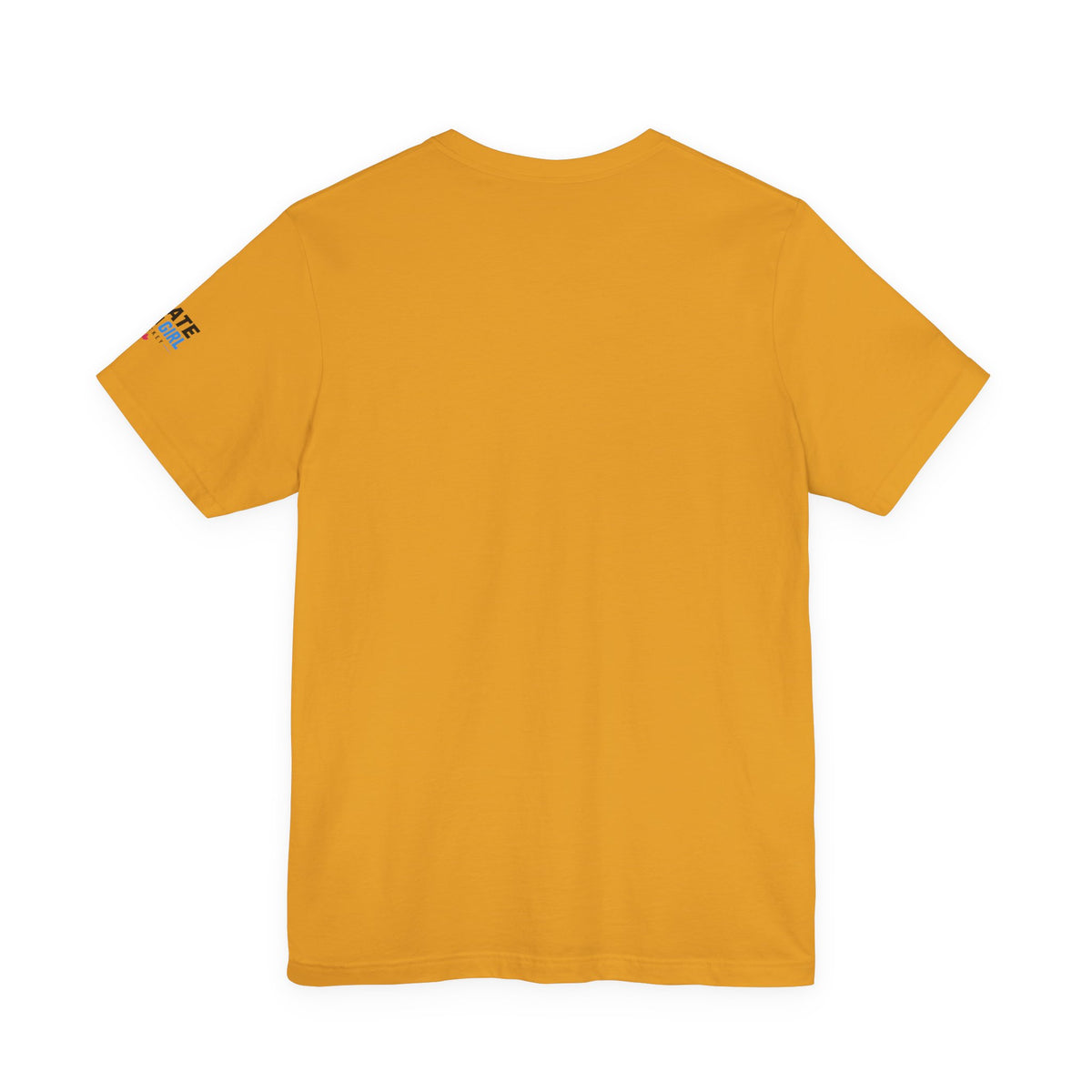 Skate Like A Girl Fearless hockey tee in Mustard - back