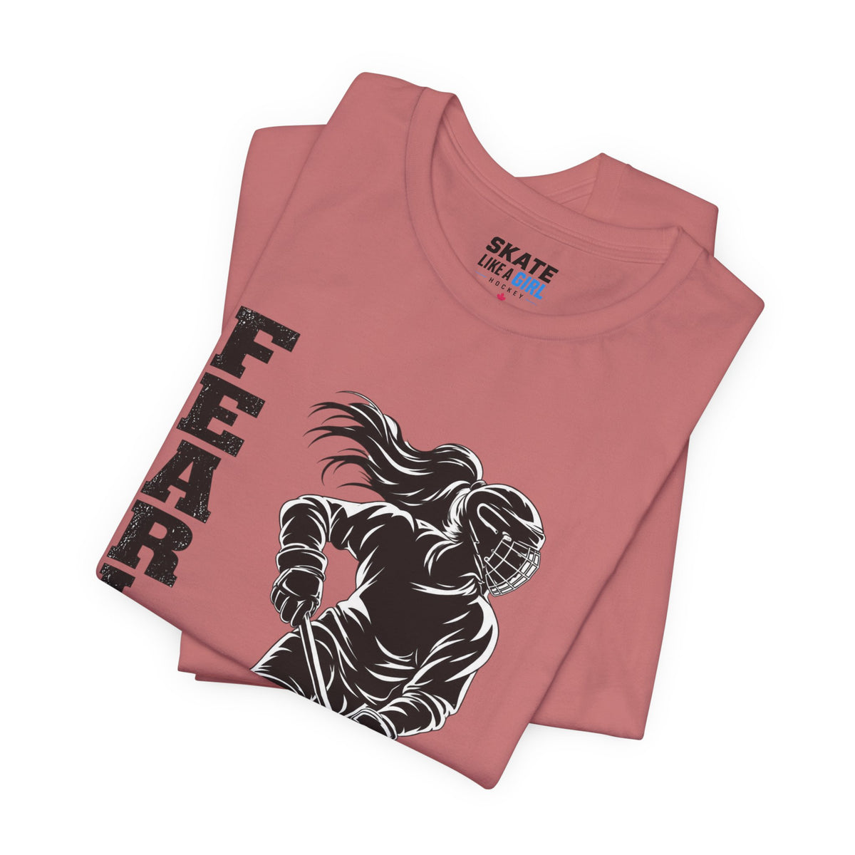Skate Like A Girl Fearless hockey tee in Mauve - folded