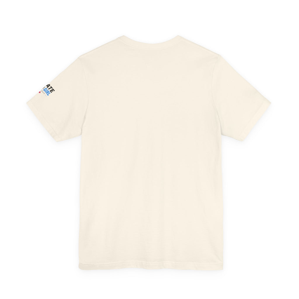 Skate Like A Girl Fearless Goalie hockey tee in Natural - back