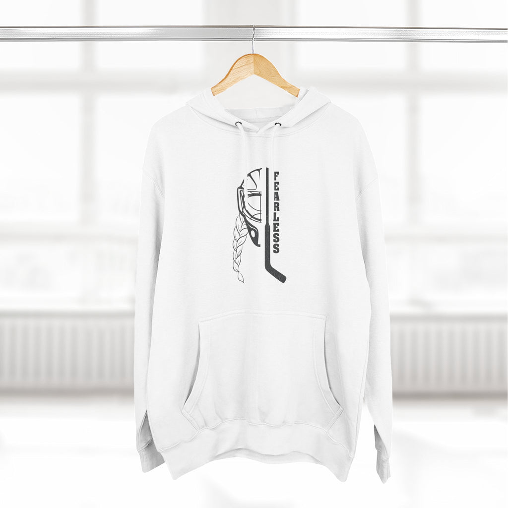 Fearless goalie hockey hoodie in White - hanging