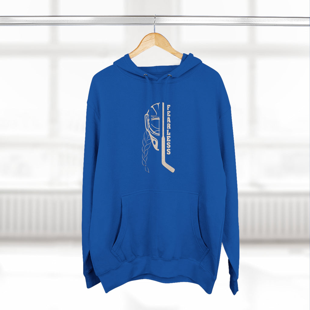 Fearless goalie hockey hoodie in Royal Blue - hanging