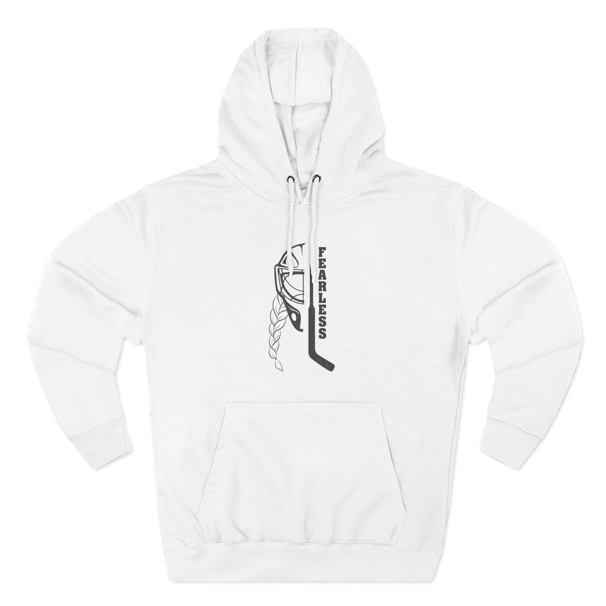 Fearless goalie hockey hoodie in White - front, flat lay