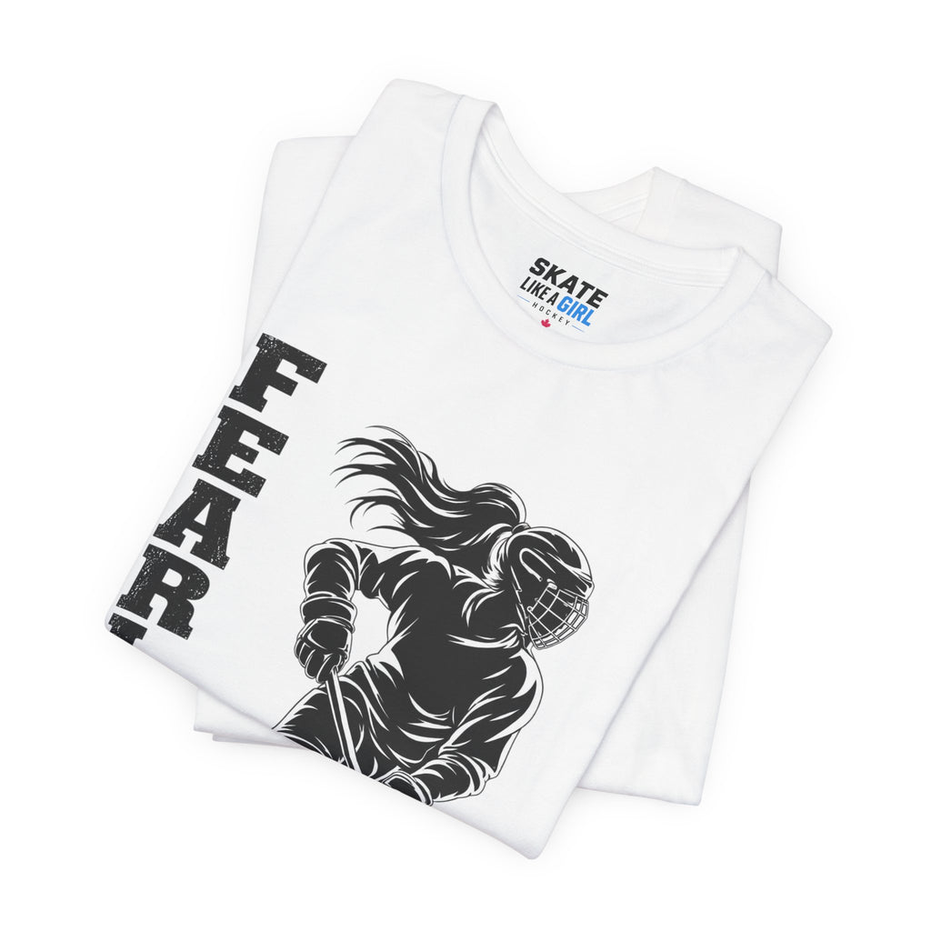 Skate Like A Girl Fearless hockey tee in White - folded