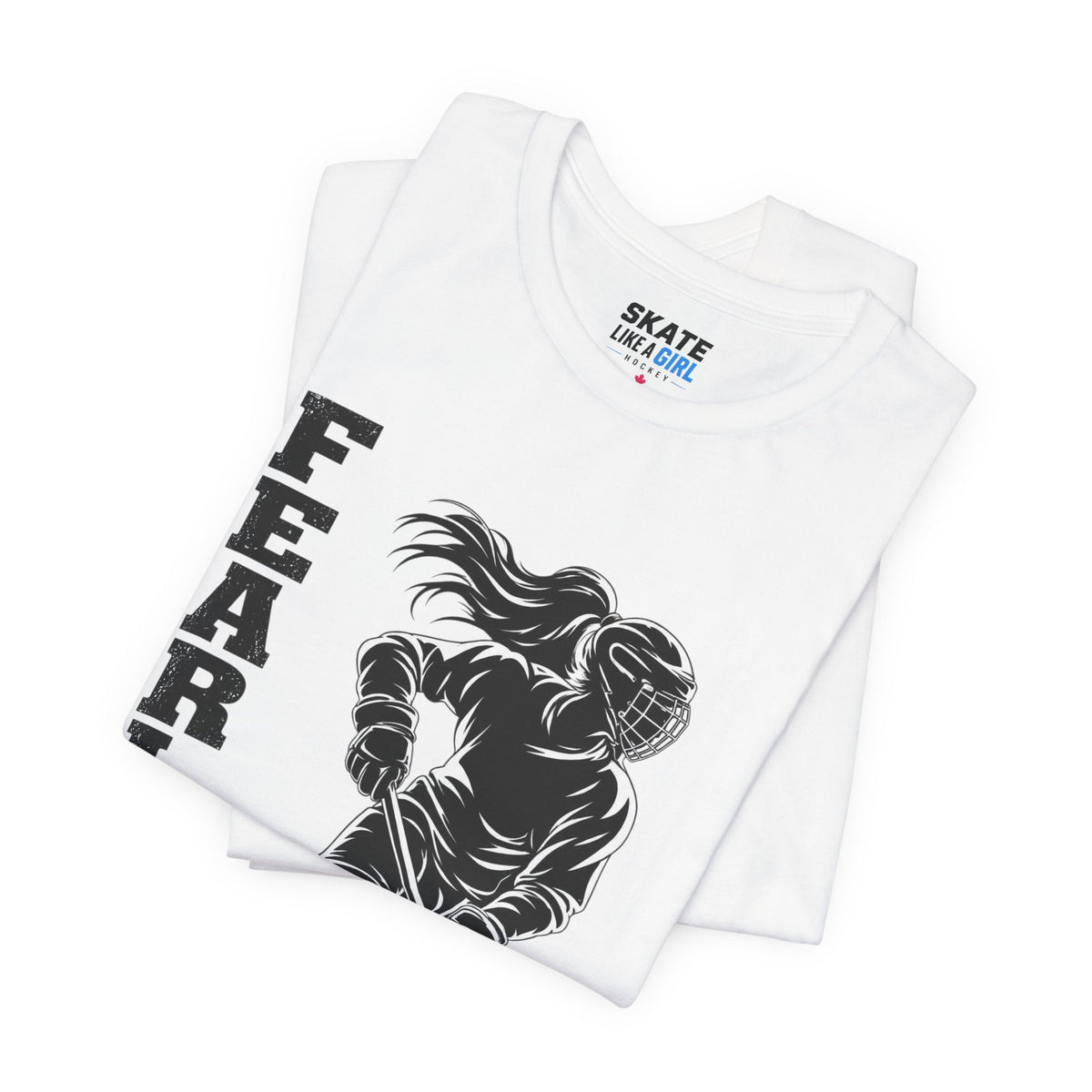 Skate Like A Girl Fearless hockey tee in White - folded