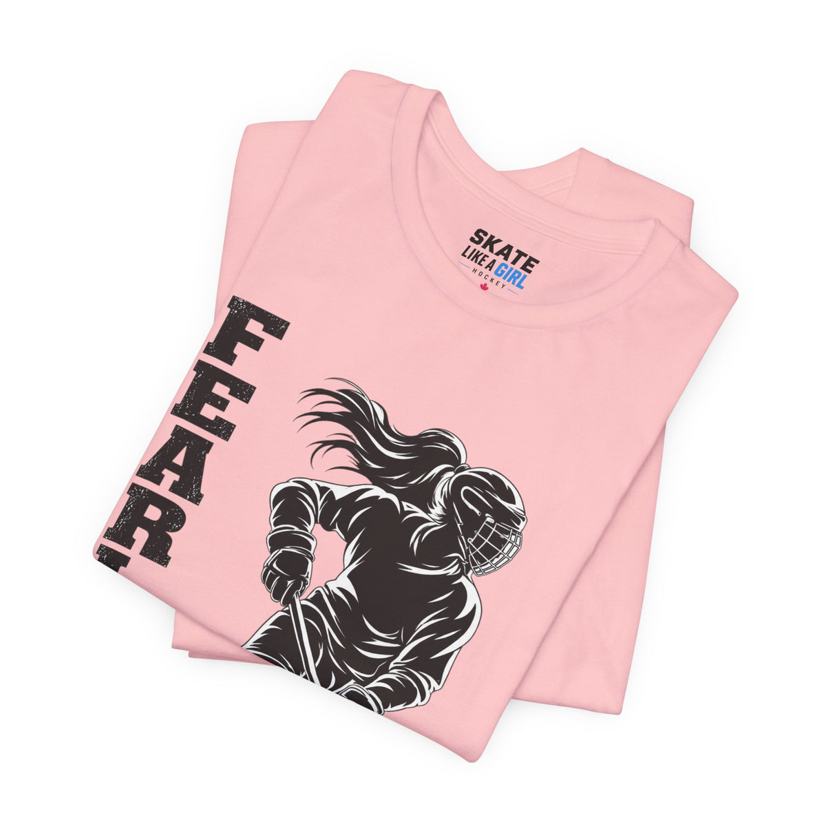 Skate Like A Girl Fearless hockey tee in Pink - folded