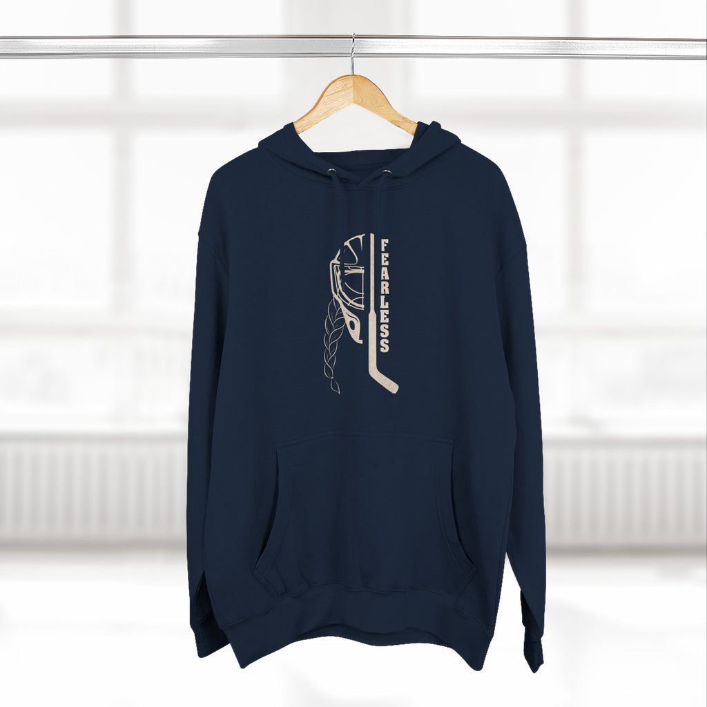 Fearless goalie hockey hoodie in Navy - hanging